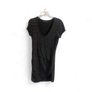 Athleta Black and White Striped Midi Dress